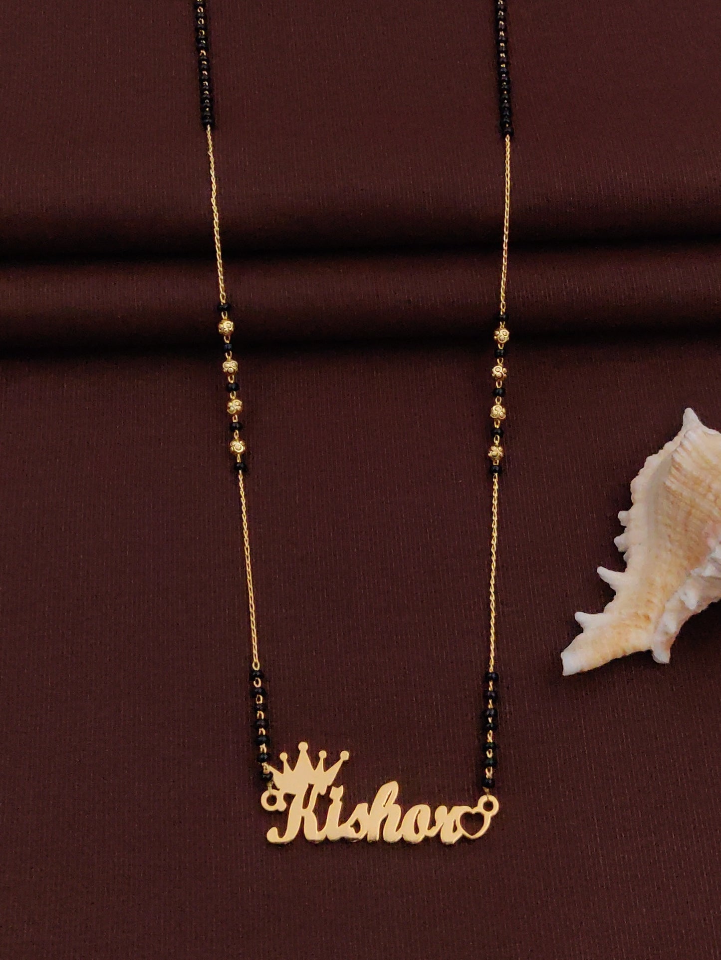 Solibelle Timeless Heart Love Customized Mangalsutra(Customized Name)