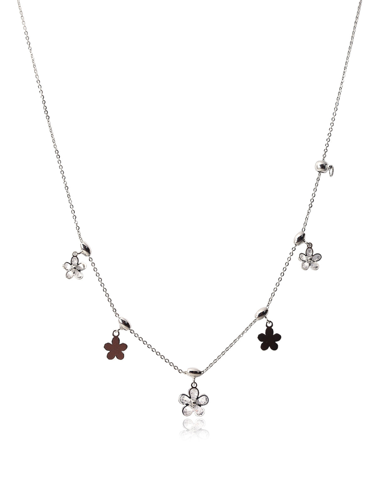 Solibelle Rohdime Plated Queen Necklace with Flower Charms
