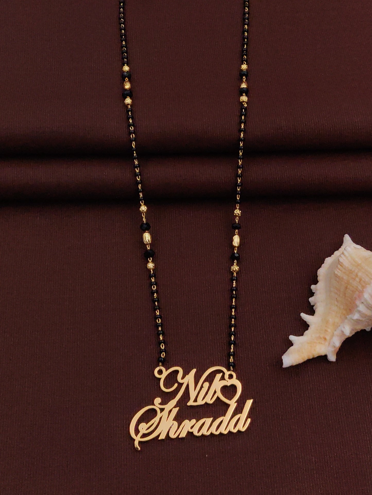 Solibelle Heart Couple Name Mangalsutra Timeless Token of Love(Customized Couple Name)