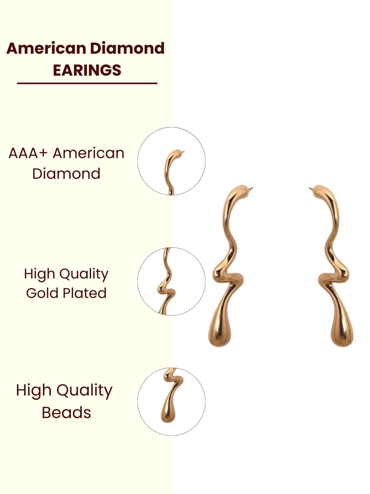 Solibelle Fashion-Forward Gold Plated Dangle Korean Earrings