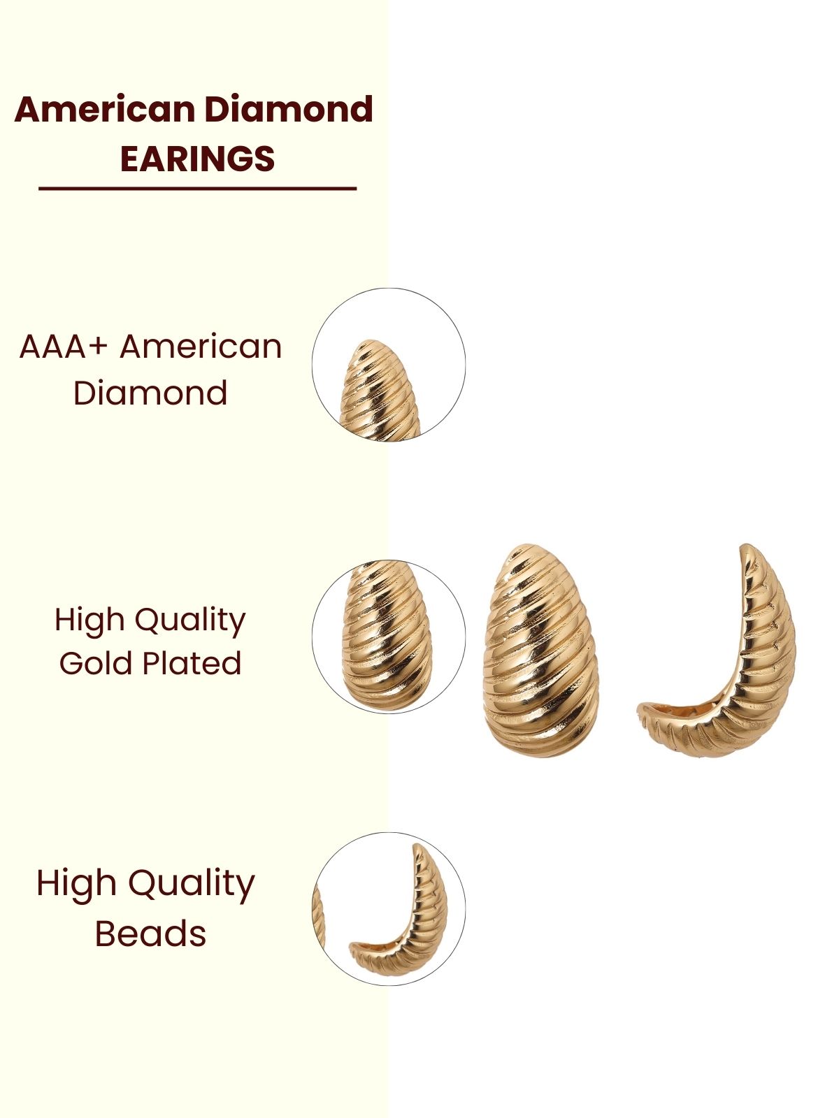 Solibelle Everyday Elegance Gold Plated Korean Earrings