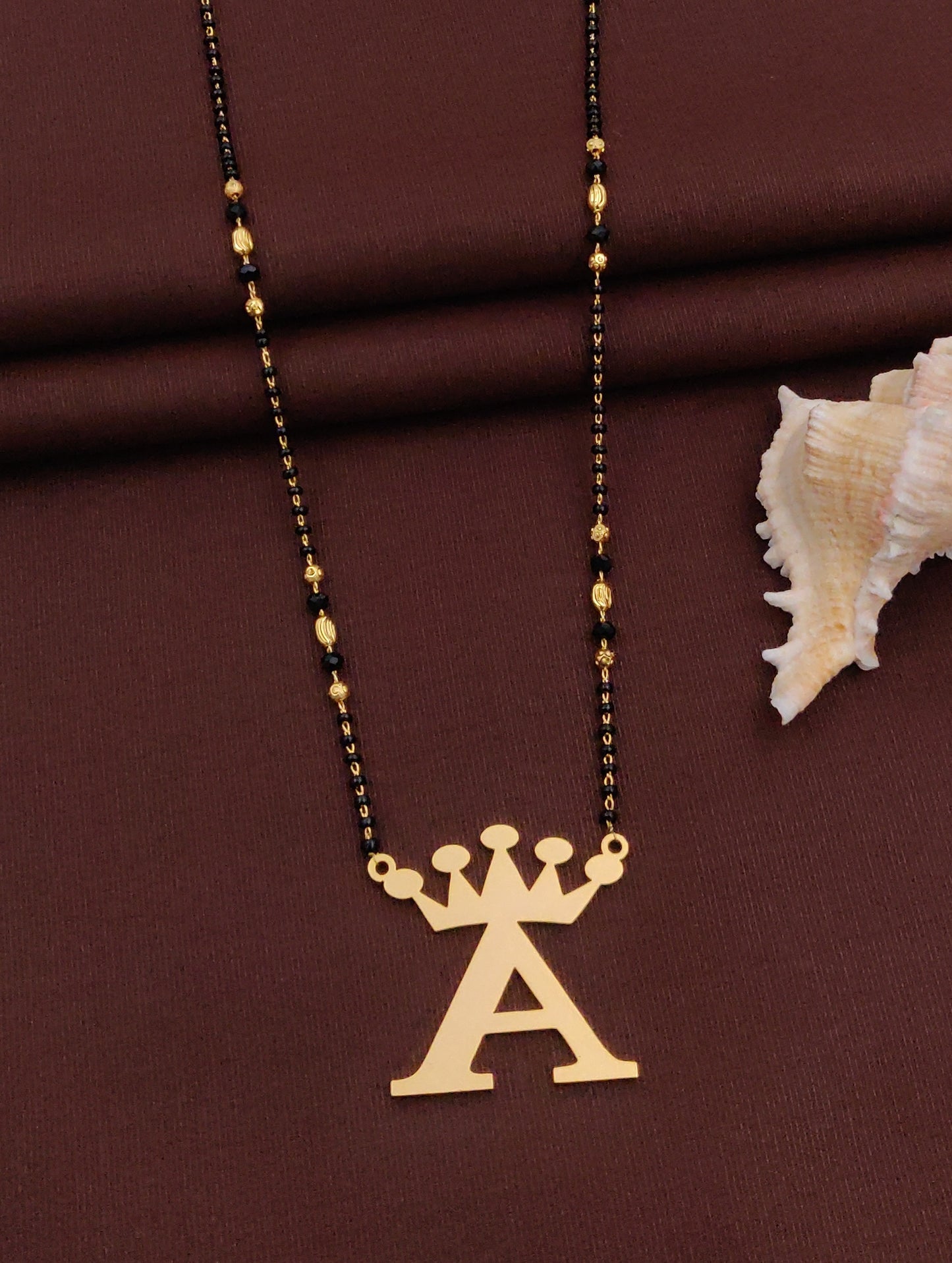 Solibelle Gold Plated King Shape Mangalsutra Personalize Your Love (Customized Name)