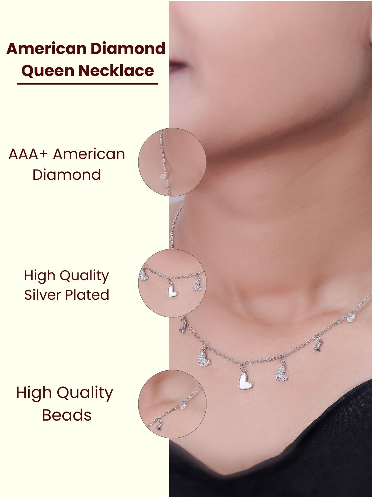 Solibelle Silver Plated Heat Charms Queen Necklace