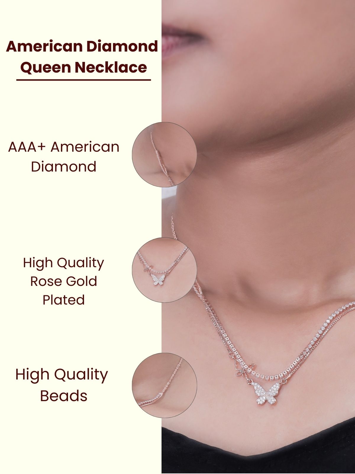 Solibelle Luren Queen Necklace | Rose Gold Plated