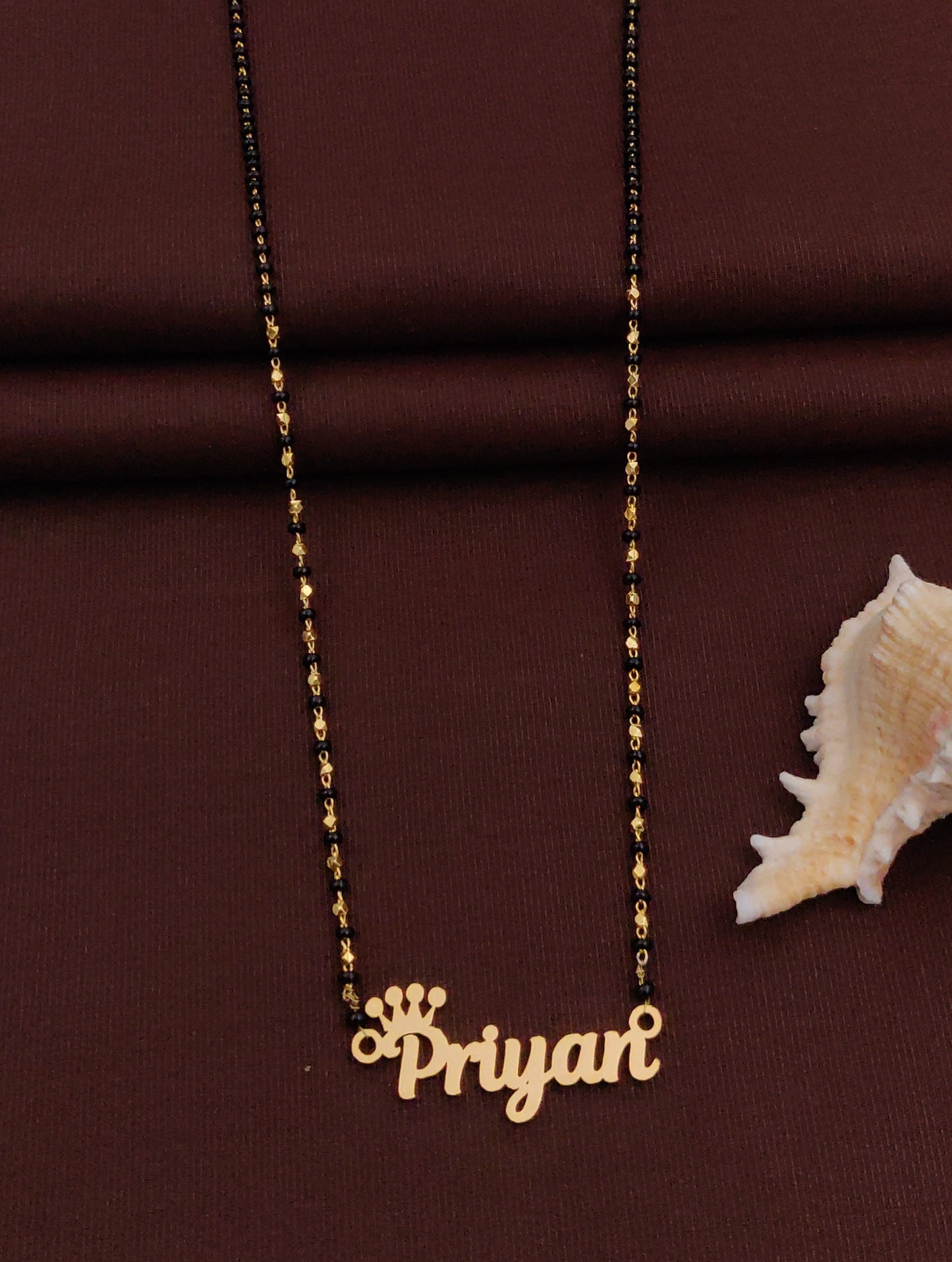 Solibelle Heart Design for the Queen in You Mangalsutra (Customized Name)