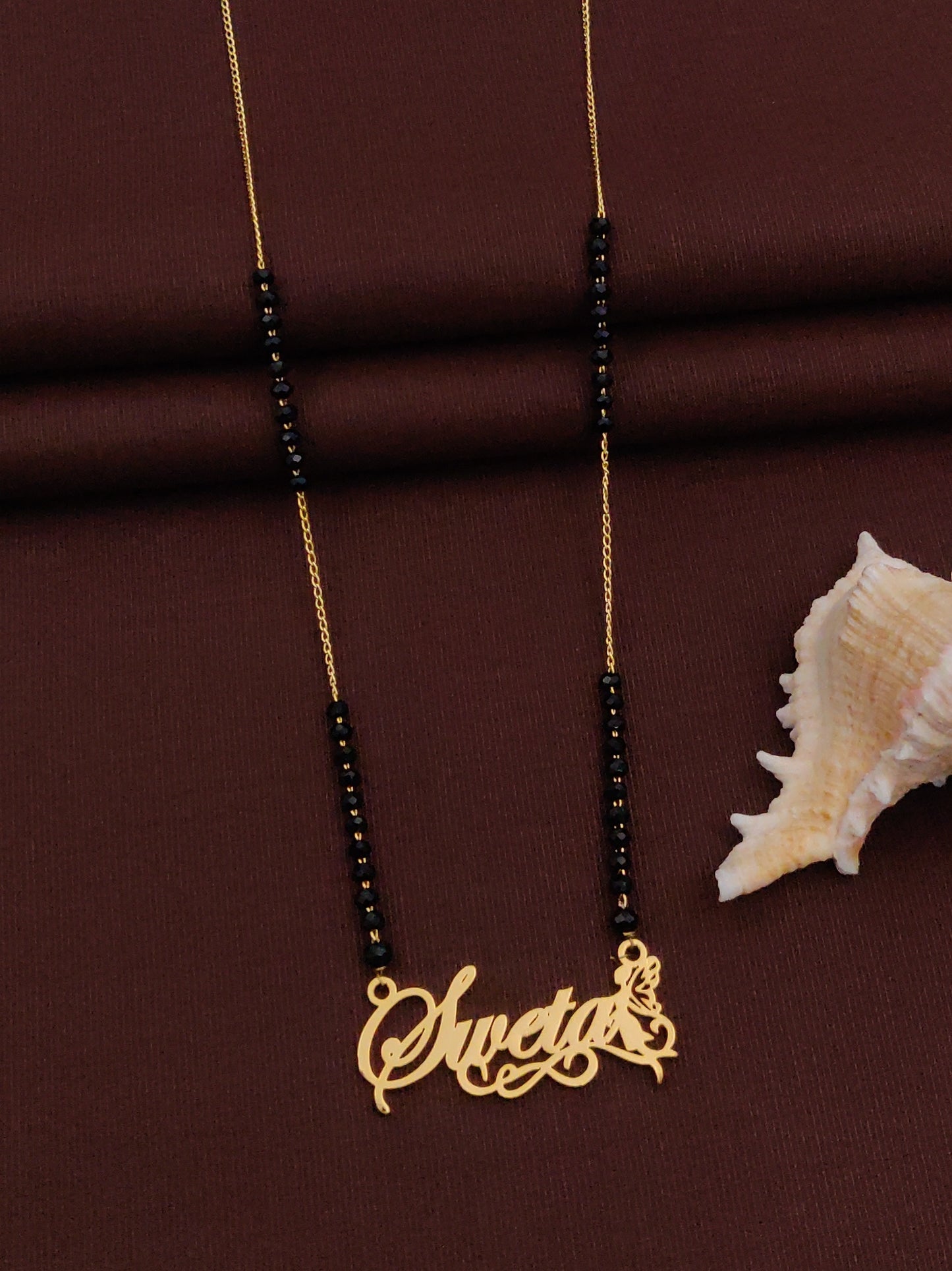 Solibelle Gold Plated Classic Name Mangalsutra(Customized Name)