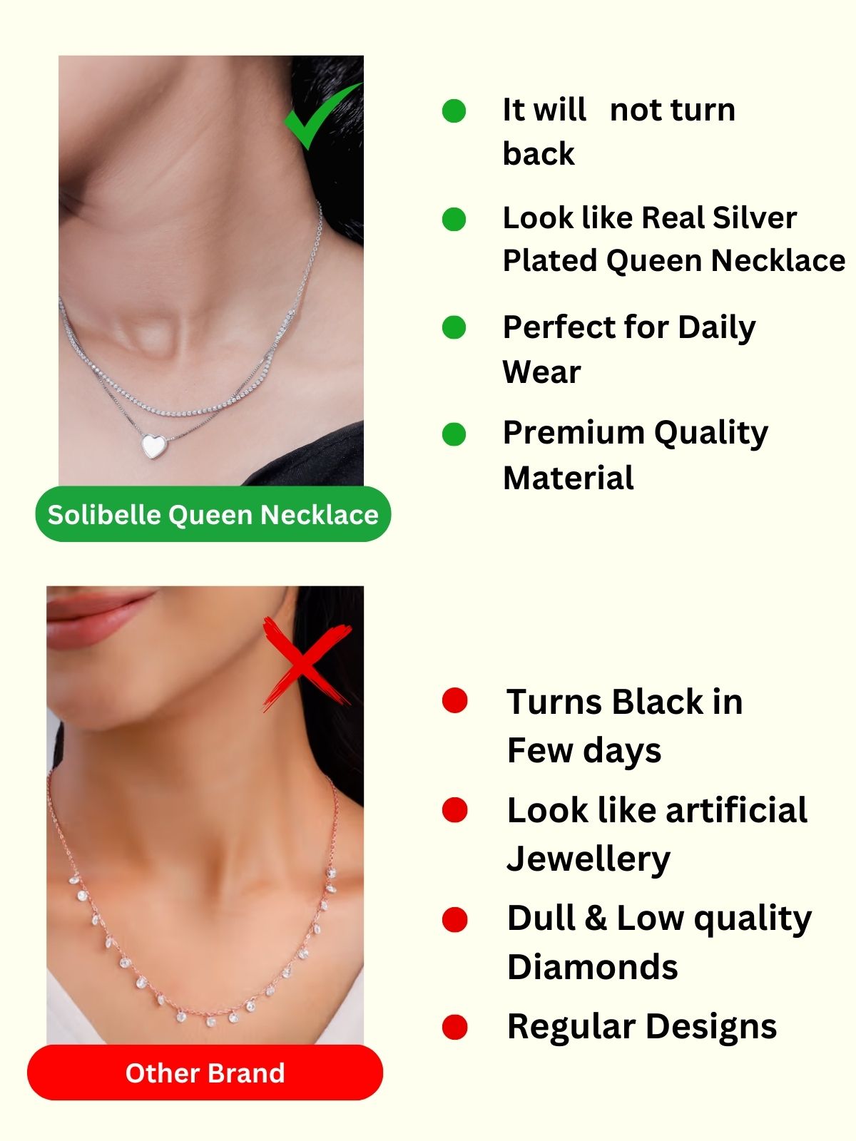 Solibelle Rhodium Plated Heart Necklace with AD & White Cubic Zirconia