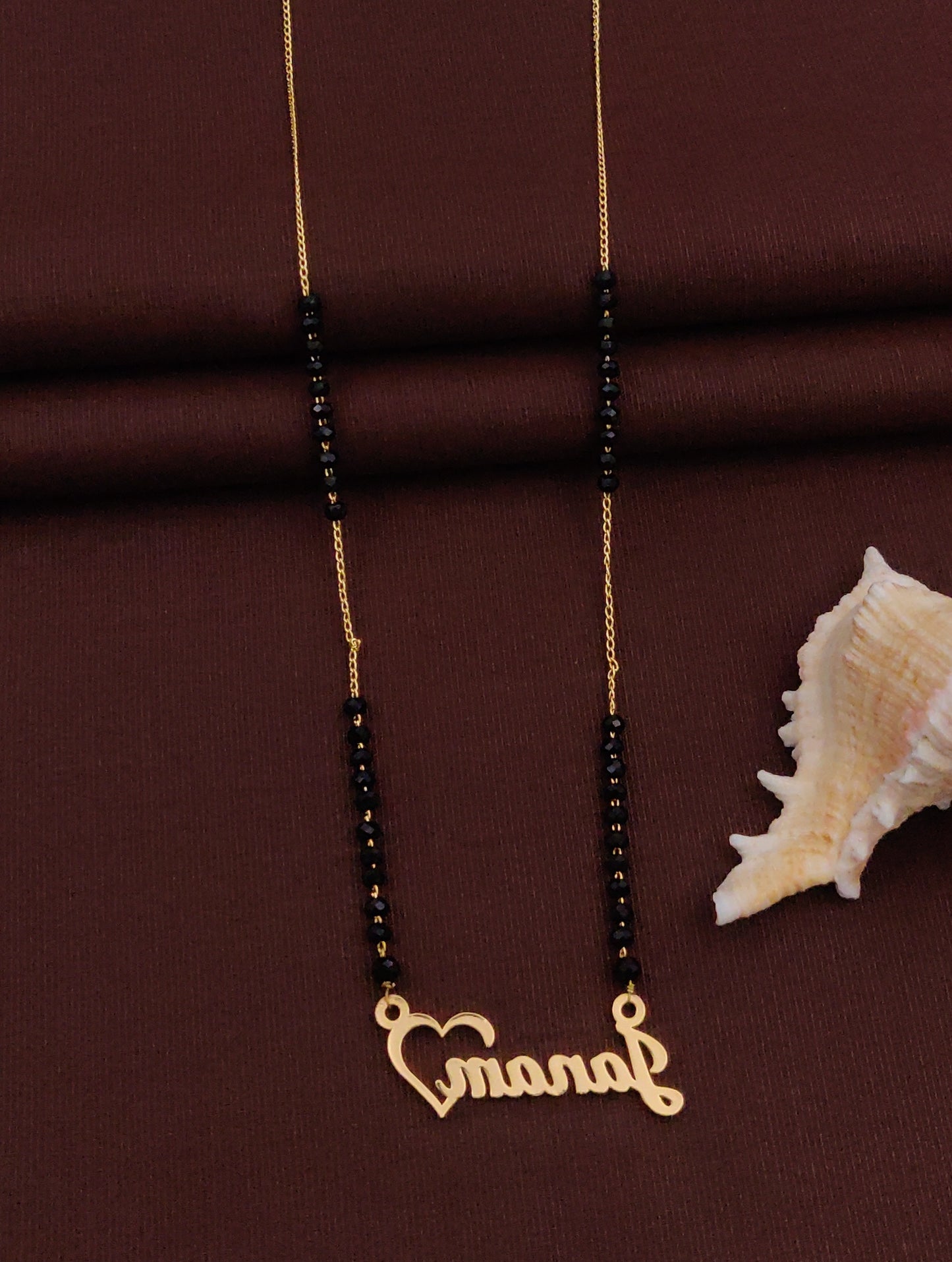 Solibelle Heart Sterling Name Mangalsutra (Customized Name)