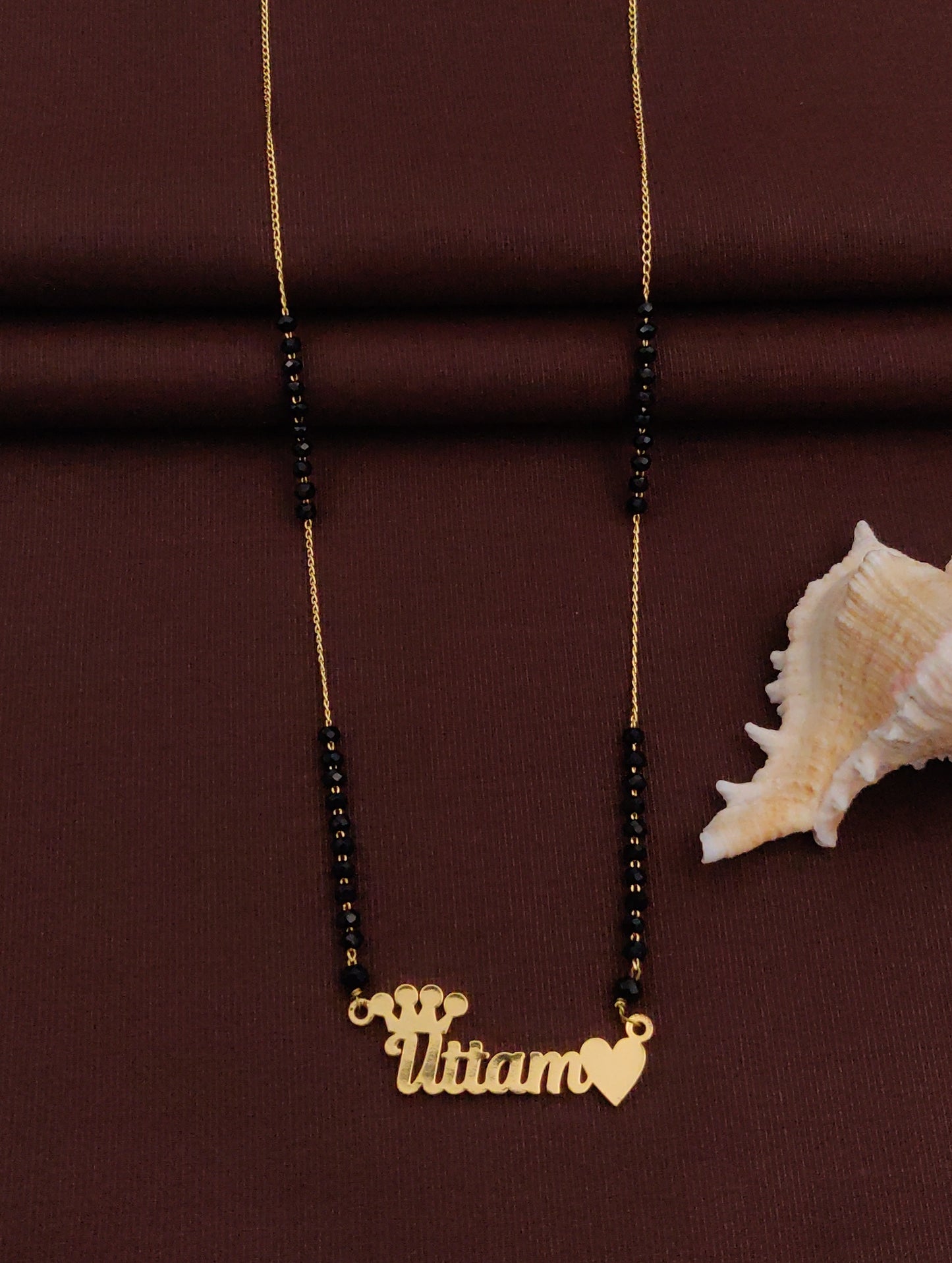 Solibelle Graceful Queen Heart Name Mangalsutra. (Customized Name)