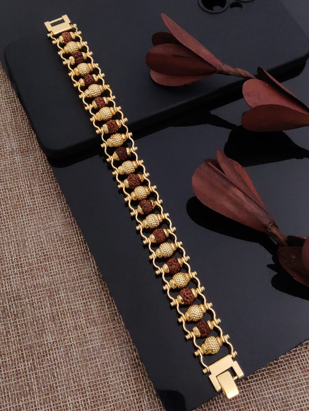 Solibelle Rudraksh Dual Pearl Bracelet