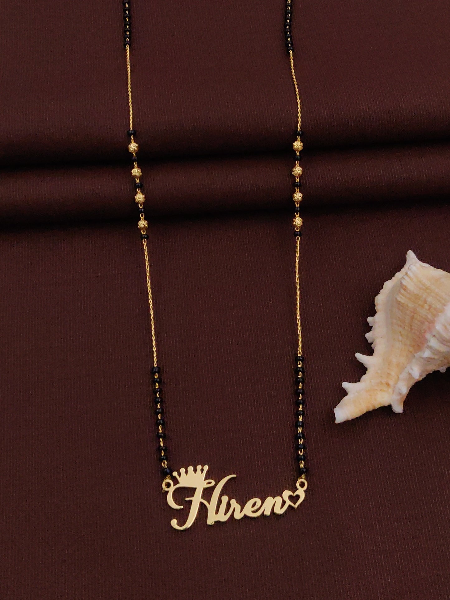 Solibelle Timeless Heart Queen Love Mangalsutra (Customized Name)