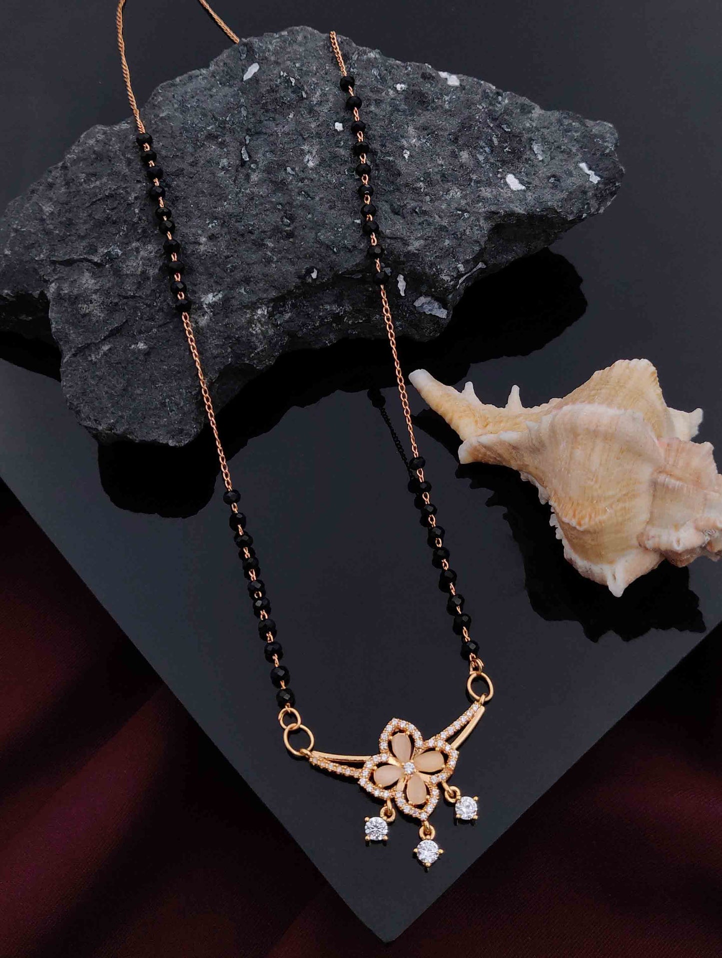 Solibelle Dazzling Mangalsutra | Rose Gold Plated