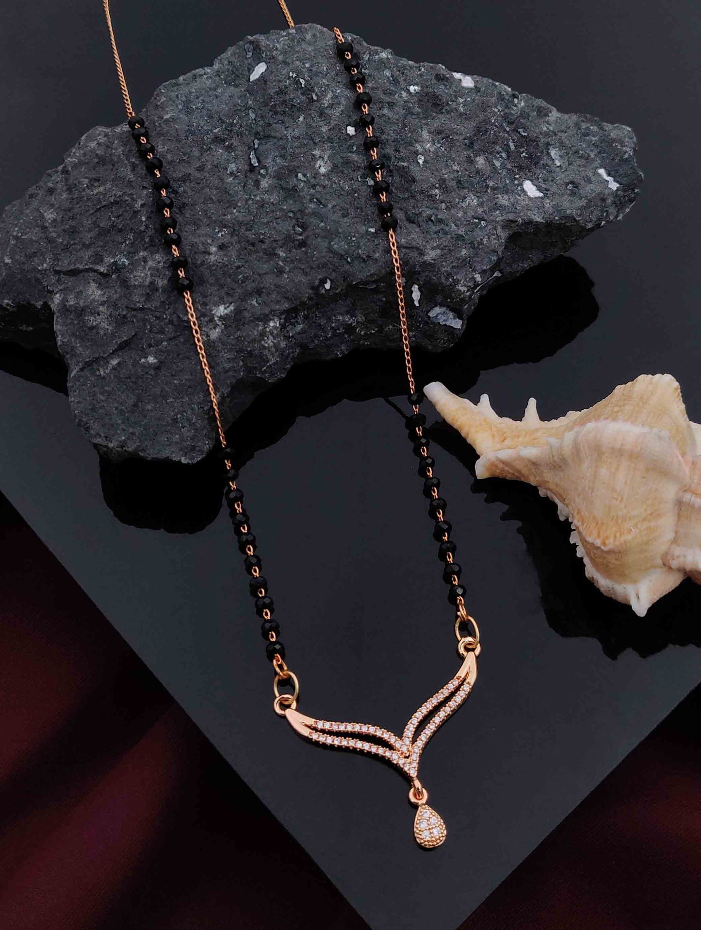 Solibelle Elly Mangalsutra | Rose Gold Plated