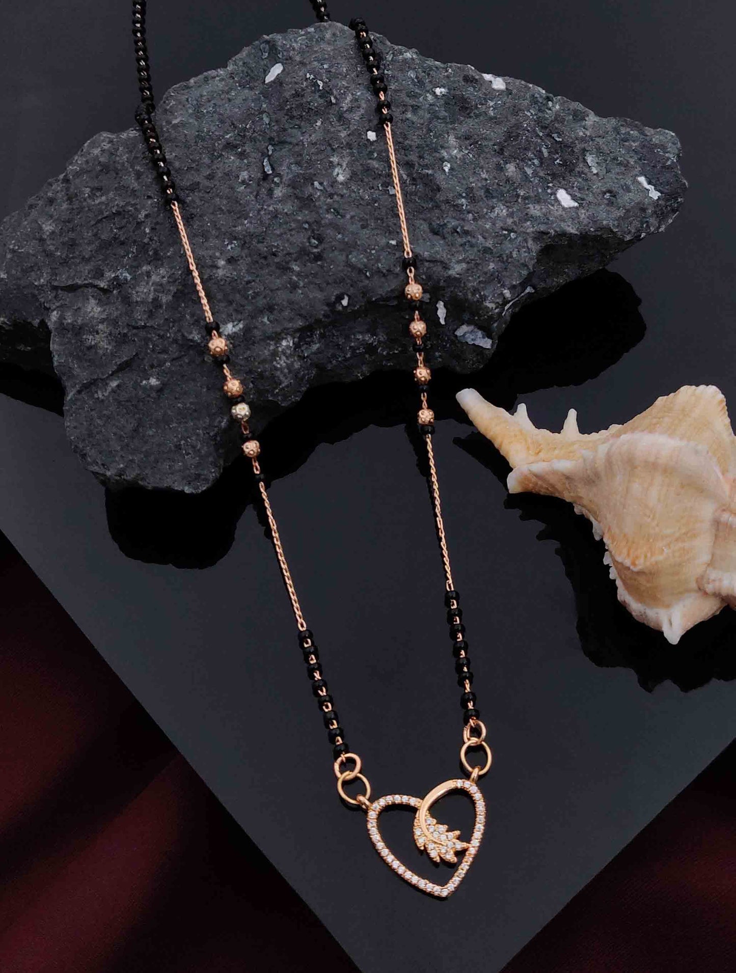 Solibelle Anushka Mangalsutra | Rose Gold Plated