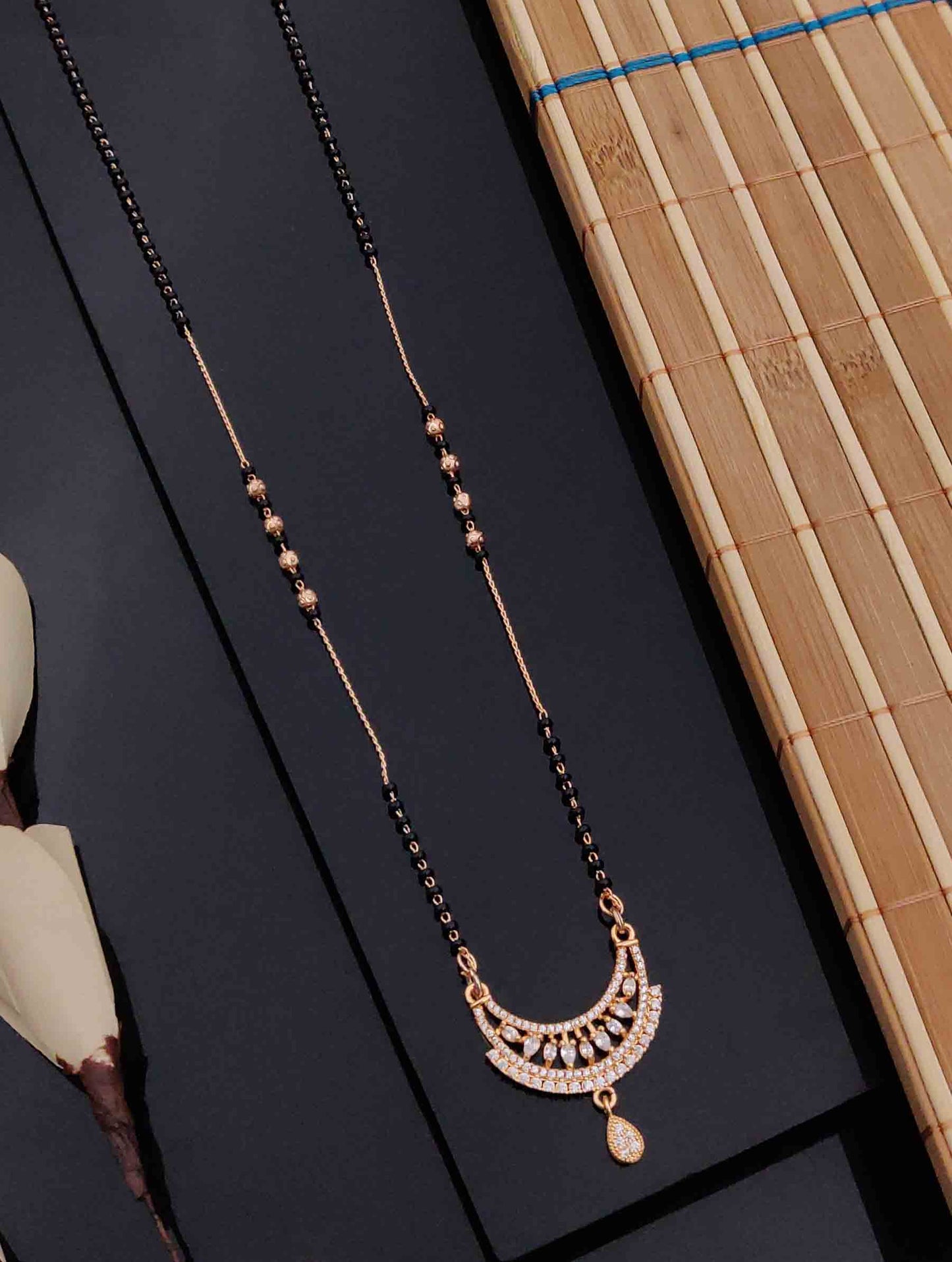 Solibelle Ayesha Mangalsutra | Antitarnish Rose Gold Plated