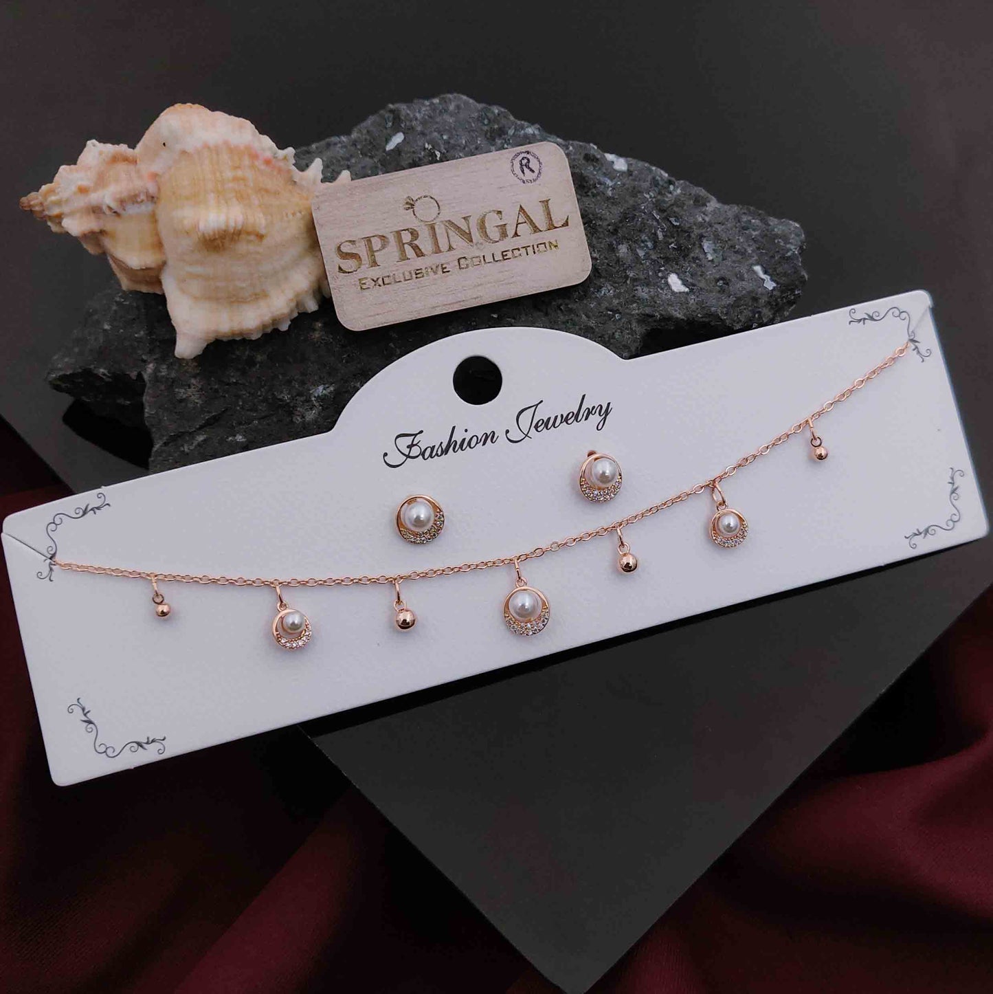 Solibelle Natasha Queen Necklace | Antitarnish Rose Gold Plated