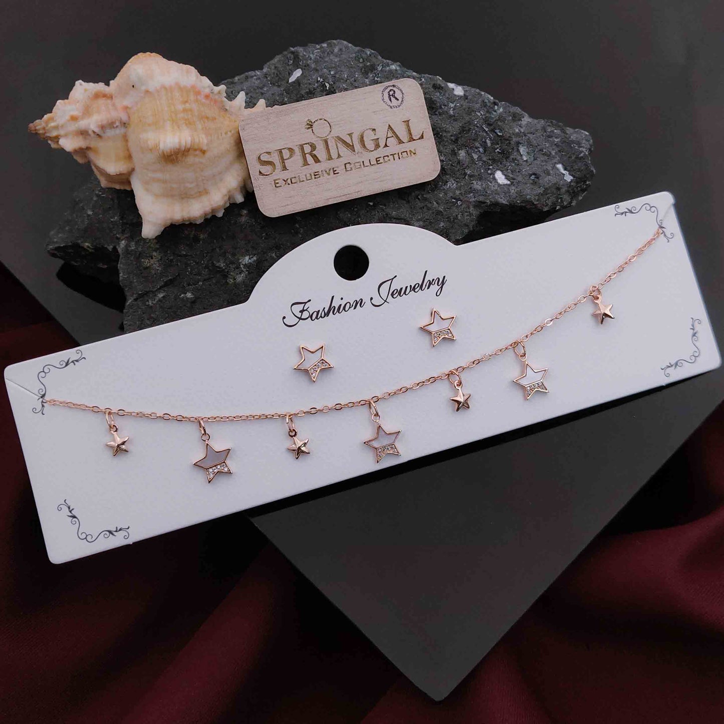 Solibelle Catalina Queen Necklace | Antitarnish Rose Gold Plated