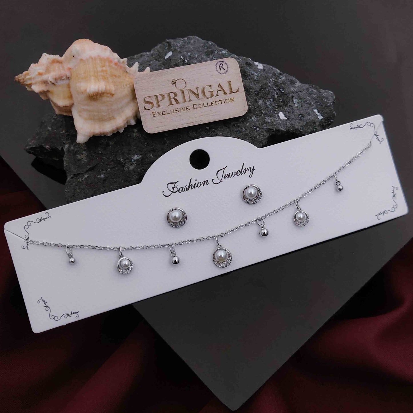 Solibelle Natasha Queen Necklace | Antitarnish Silver Plated