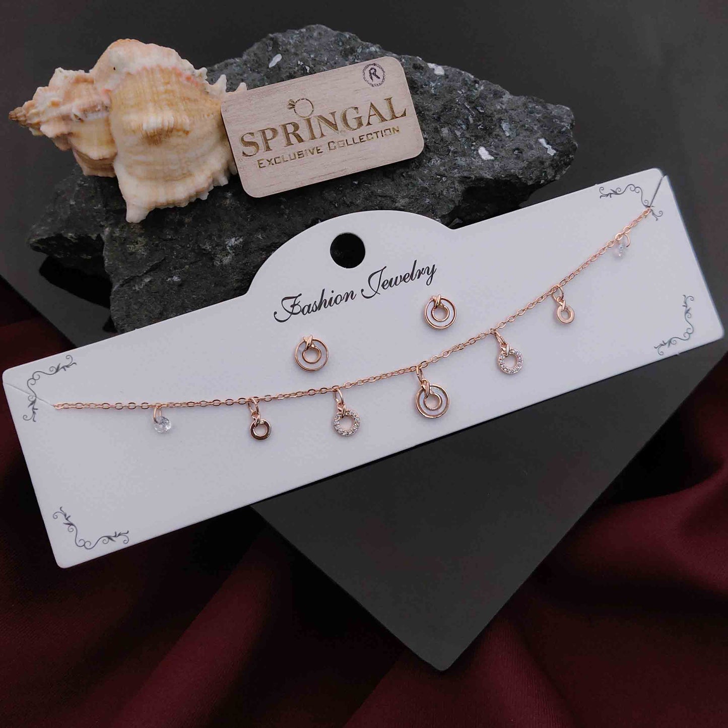 Solibelle Zahra Queen Necklace | Antitarnish Rose Gold Plated