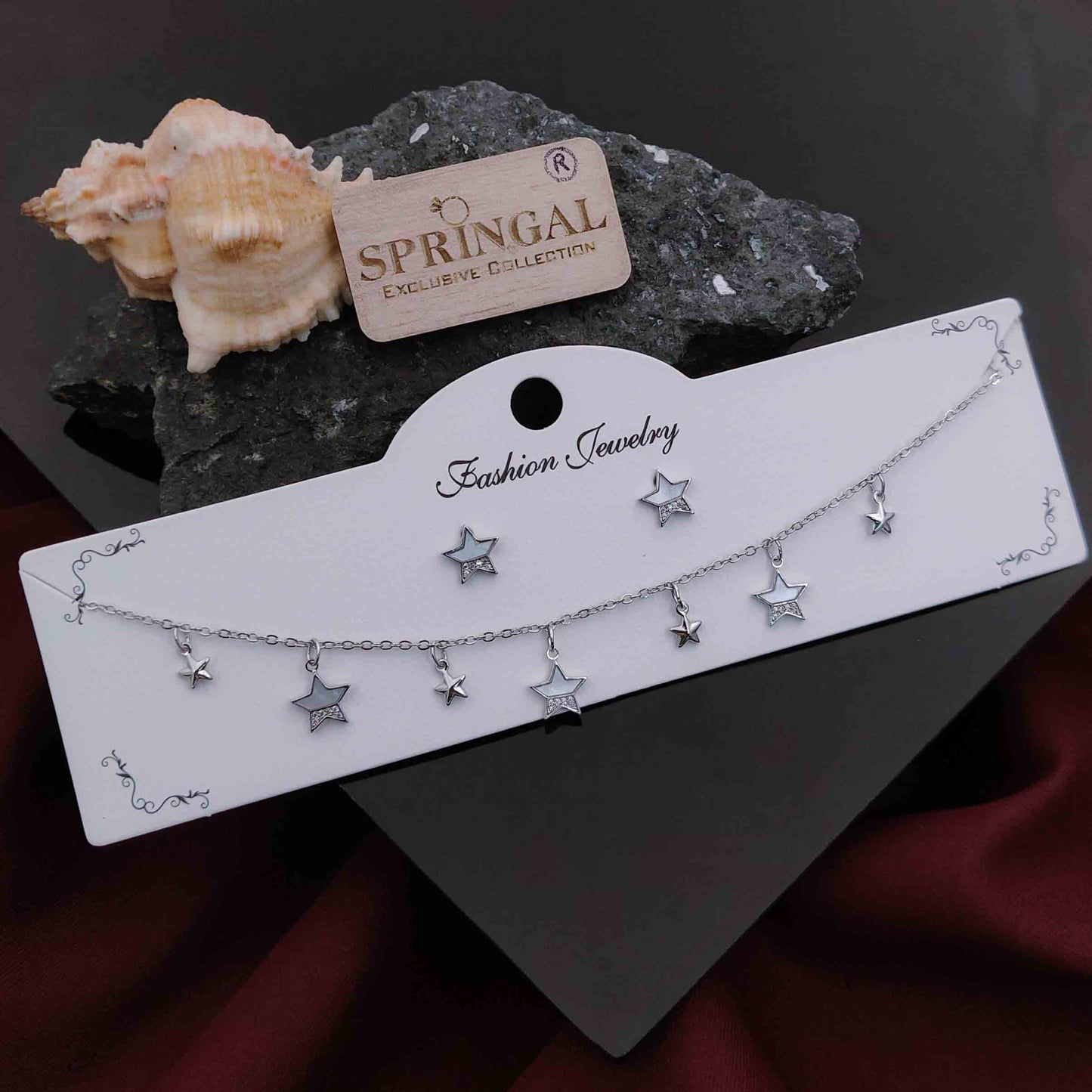 Solibelle Catalina Queen Necklace | Antitarnish Silver Plated