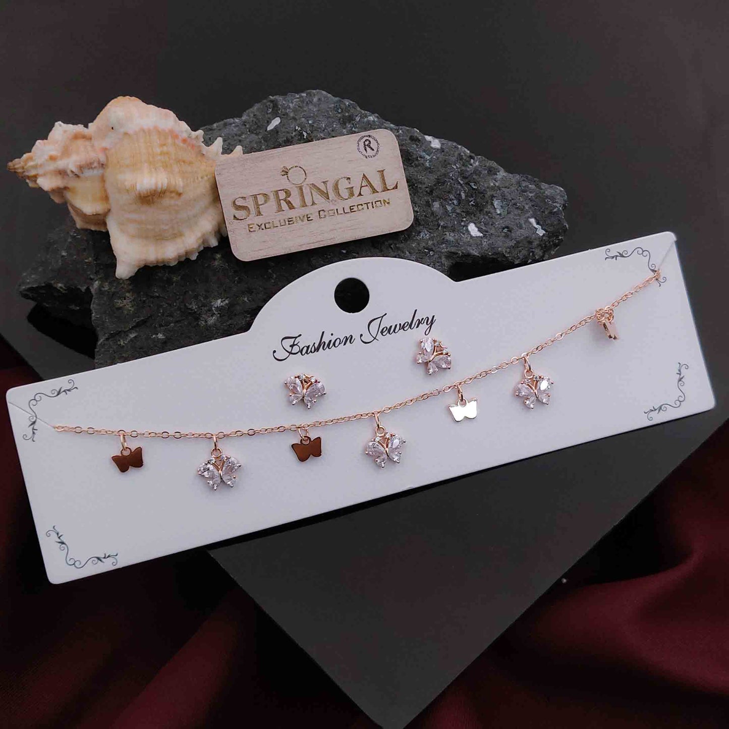 Solibelle Butterfly Charm Queen Necklace | Antitarnish Rose Gold Plated