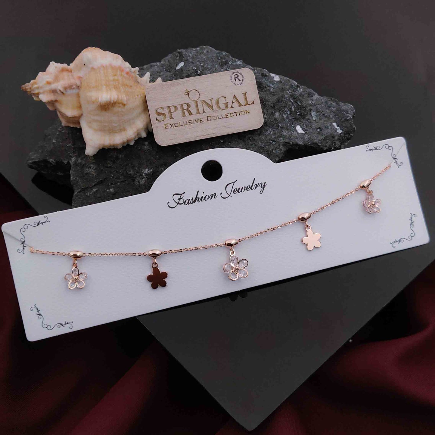 Solibelle Flower Charm Queen Necklace | Antitarnish Rose Gold Plated