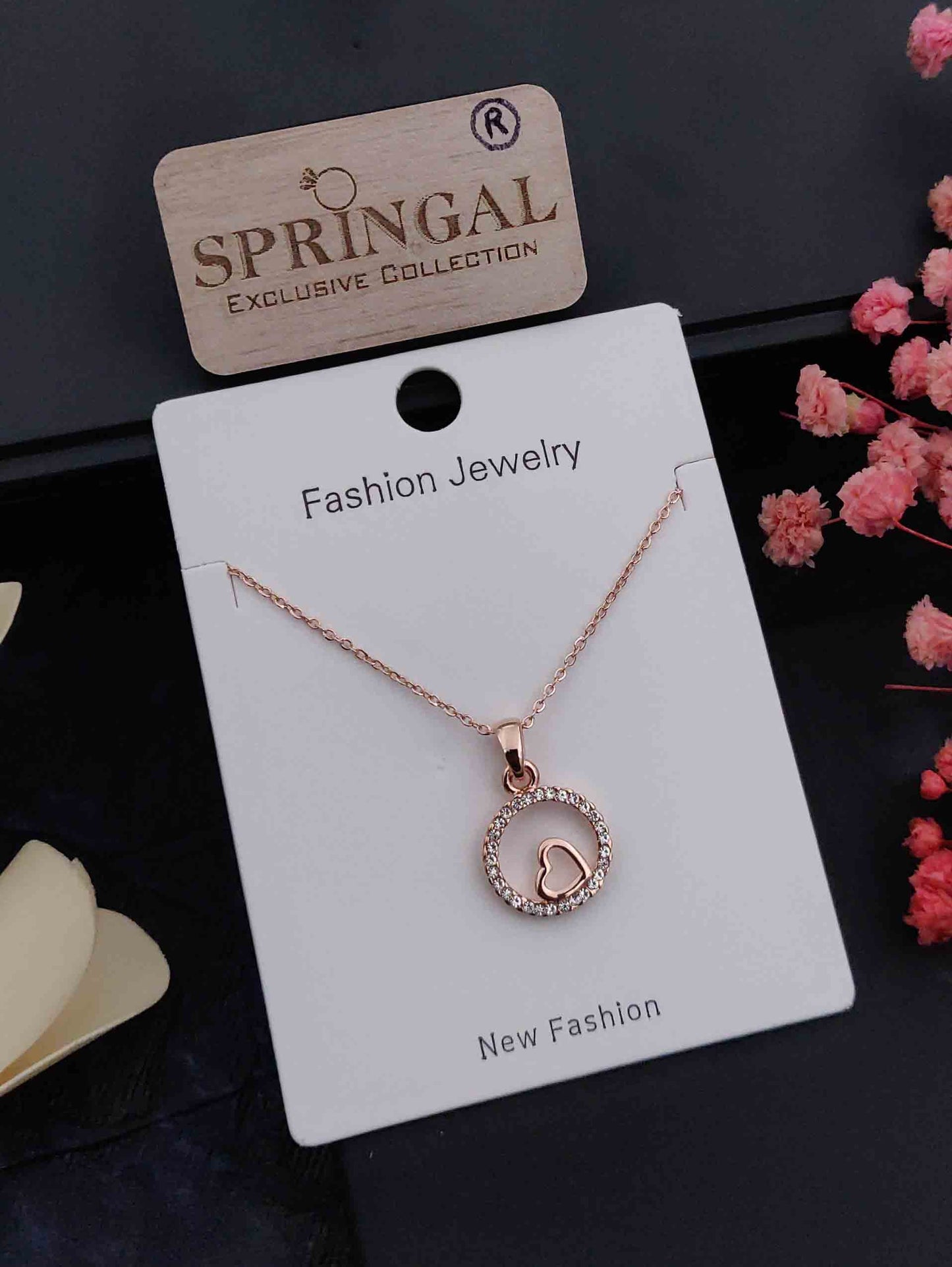 Solibelle Sofia Chain Pendant | Antitarnish Rose Gold Plated