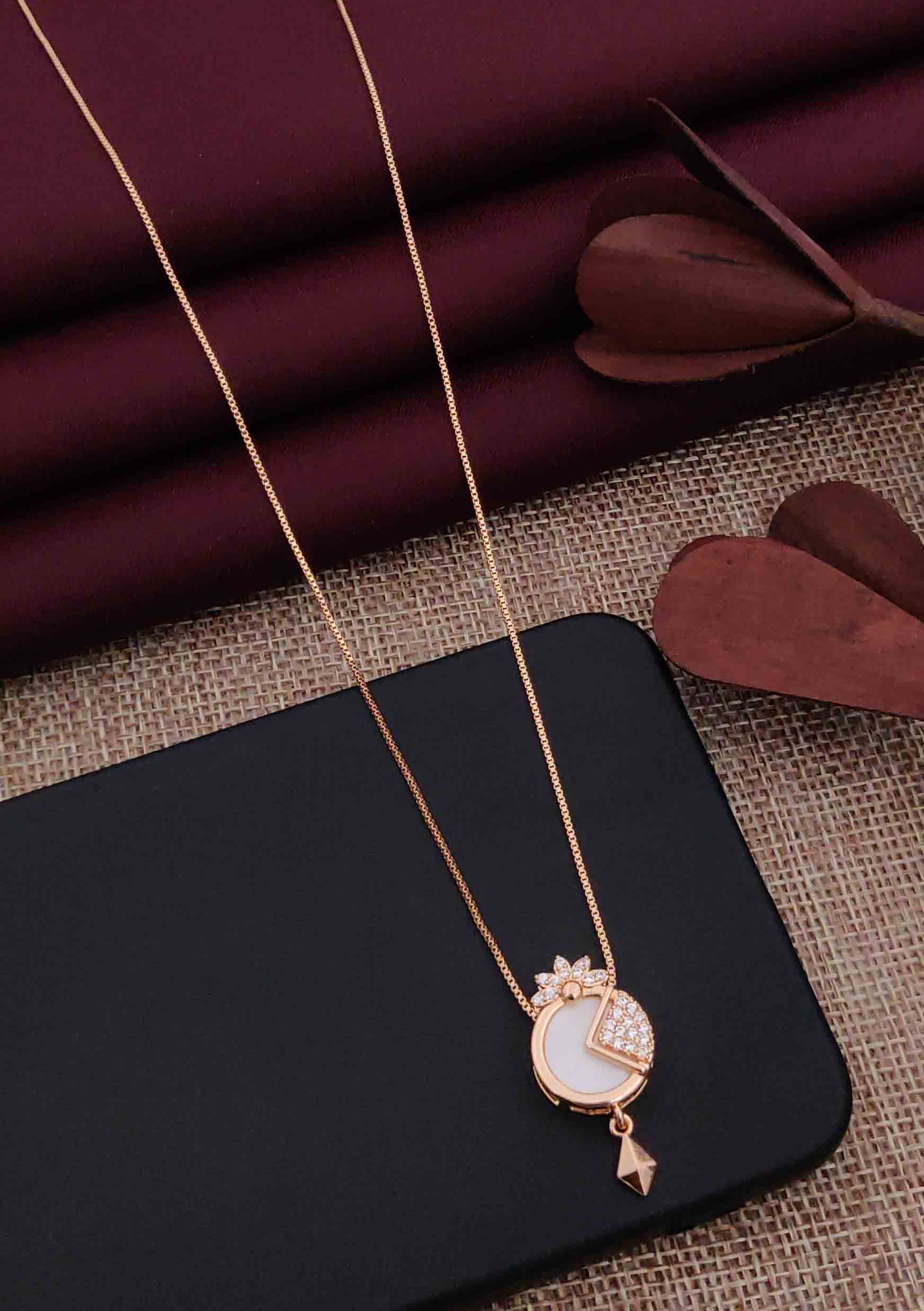 Solibelle Emily Chain Pendant Antitarnish Rose Gold Plated