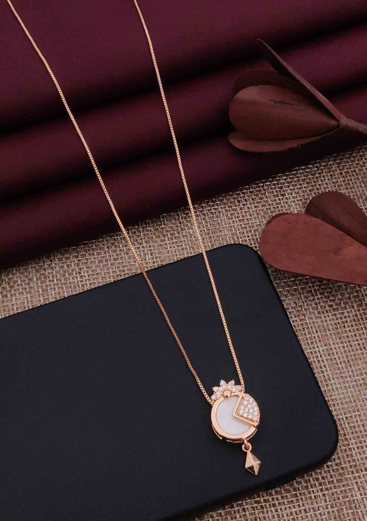 Solibelle Emily Chain Pendant | Antitarnish Rose Gold Plated