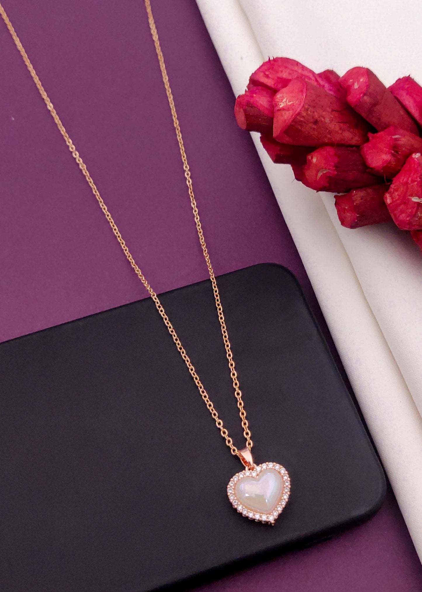 Solibelle Helena Chain Pendant | Antitarnish Rose Gold Plated