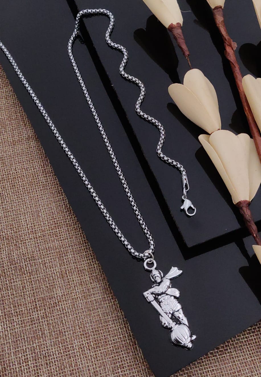 Solibelle Silver Plated Hanuman Pendant With Chain
