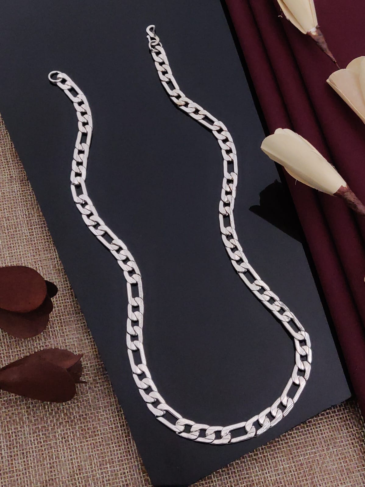 Solibelle Silver Plated Curb Men's Wear Chain