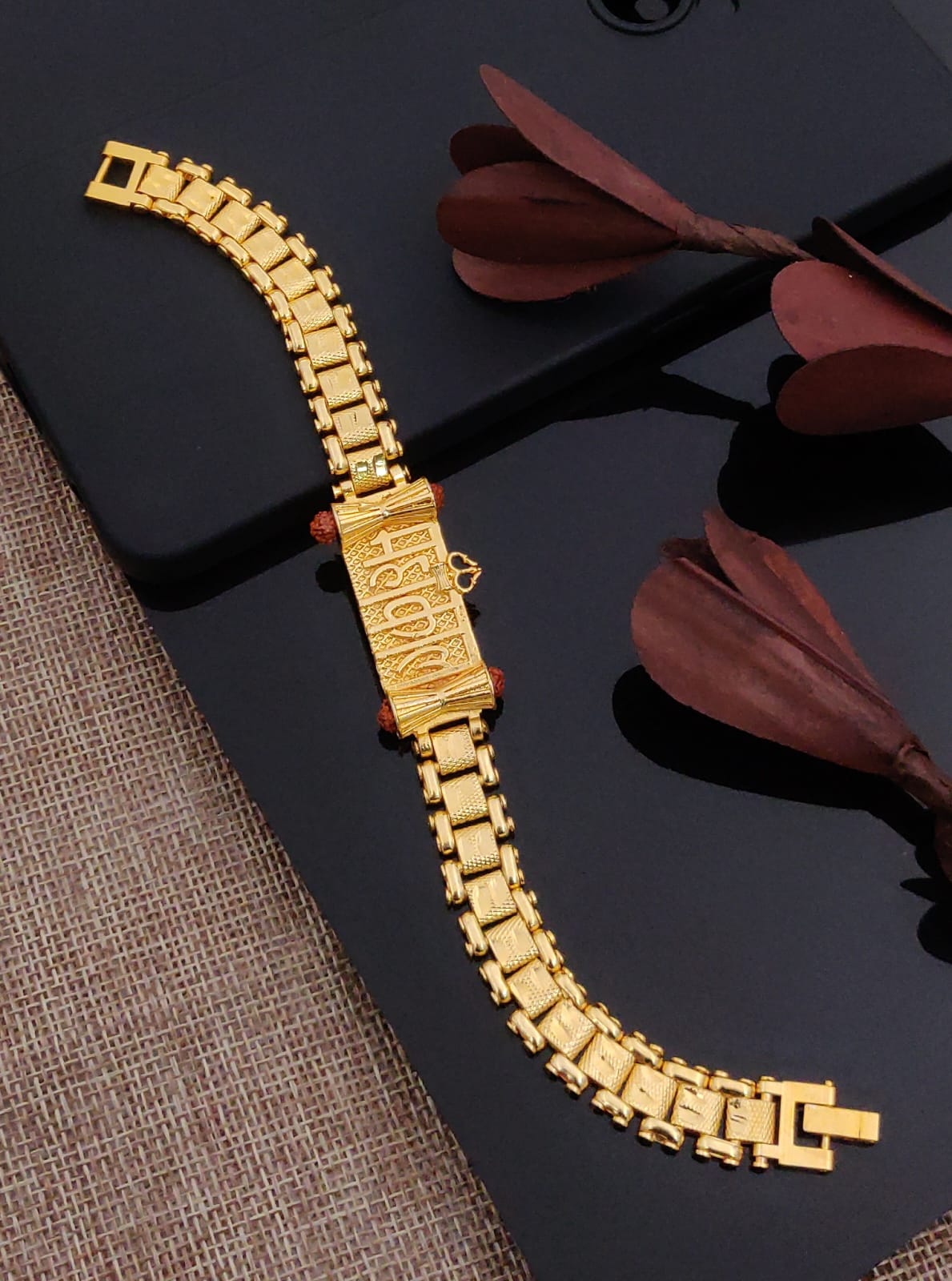Solibelle Gold Plated Mahakal Name Design Bracelet