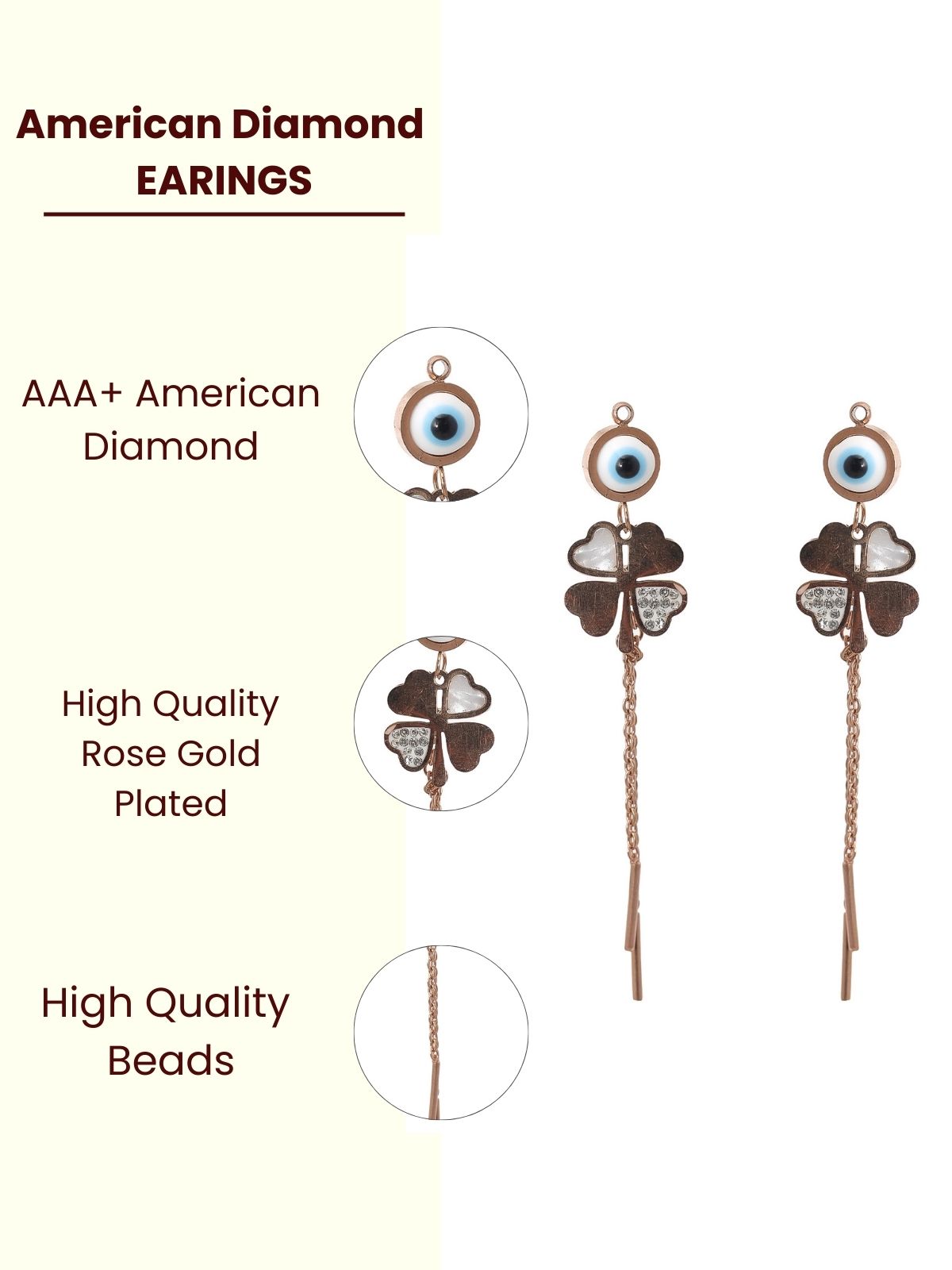 Solibelle Timeless Elegance Evil Eye Drop Earrings