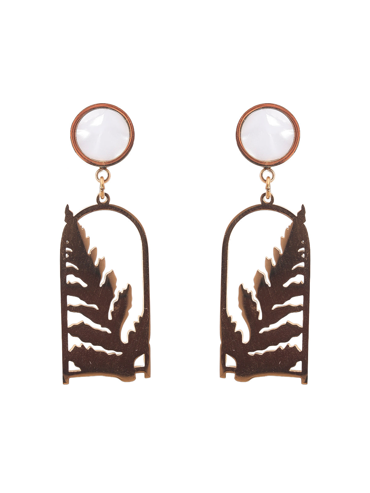 Solibelle 18K Rose Gold Dazzling Leaf Stud Korean Earrings