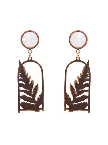 Solibelle 18K Rose Gold Dazzling Leaf Stud Korean Earrings