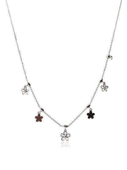 Solibelle Rohdime Plated Queen Necklace with Flower Charms