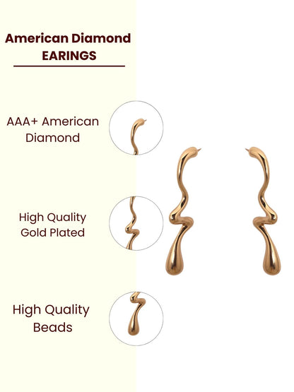 Solibelle Fashion-Forward Gold Plated Dangle Korean Earrings