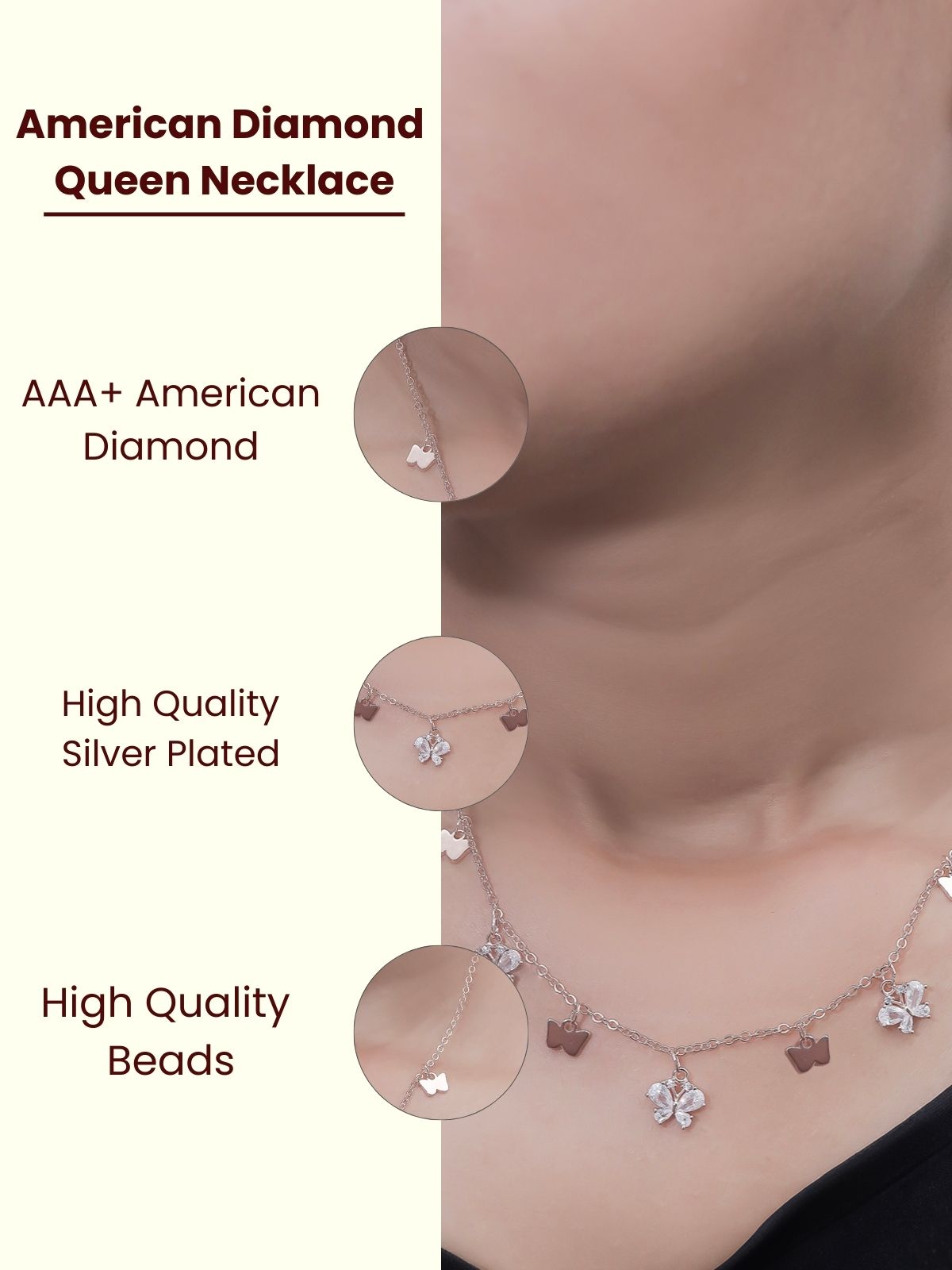 Solibelle Rohdime Plated Queen Necklace with Flower Charms