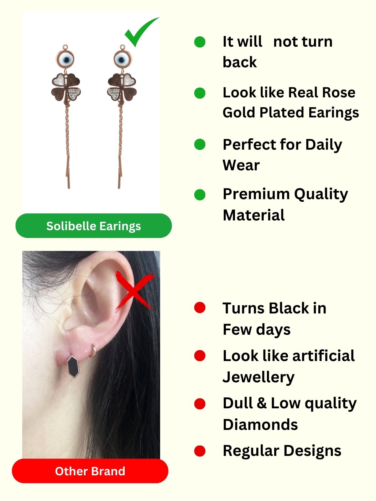 Solibelle Timeless Elegance Evil Eye Drop Earrings