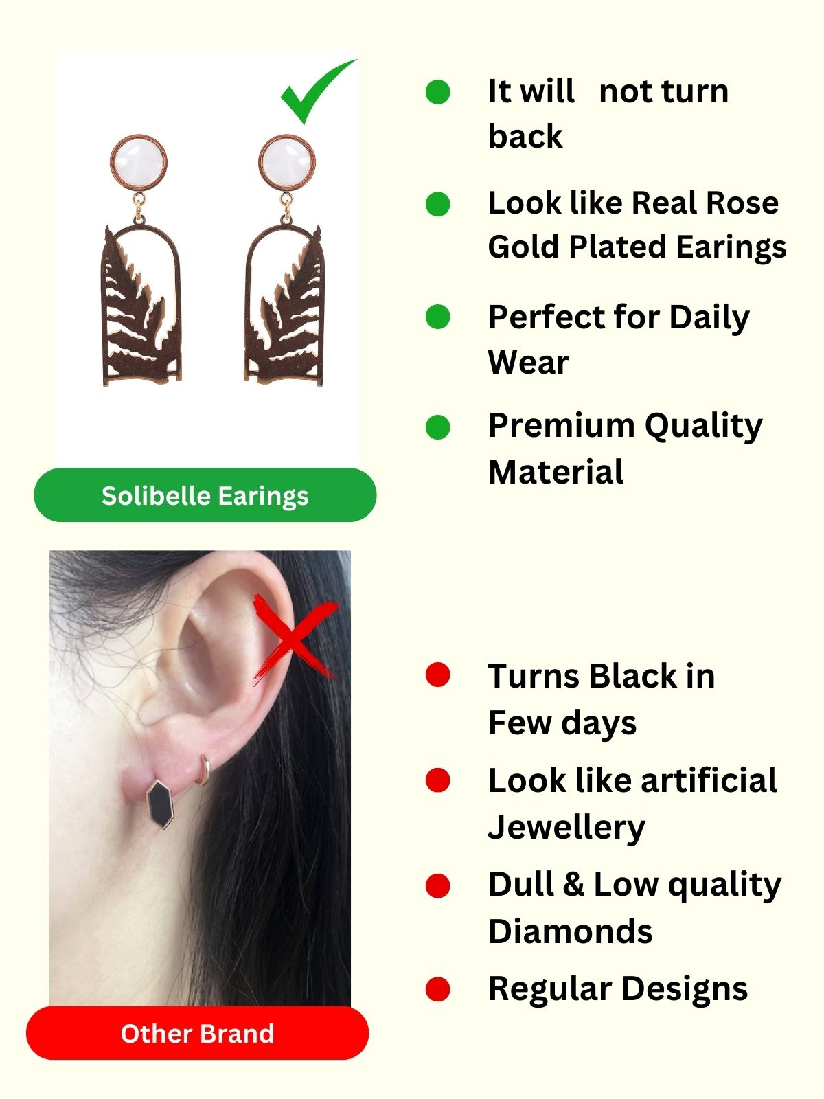 Solibelle 18K Rose Gold Dazzling Leaf Stud Korean Earrings