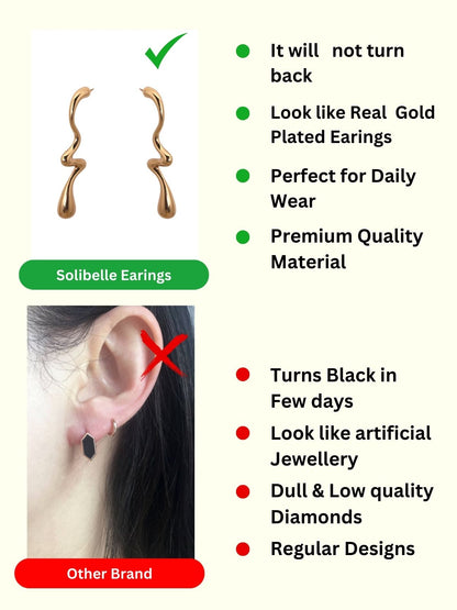 Solibelle Fashion-Forward Gold Plated Dangle Korean Earrings