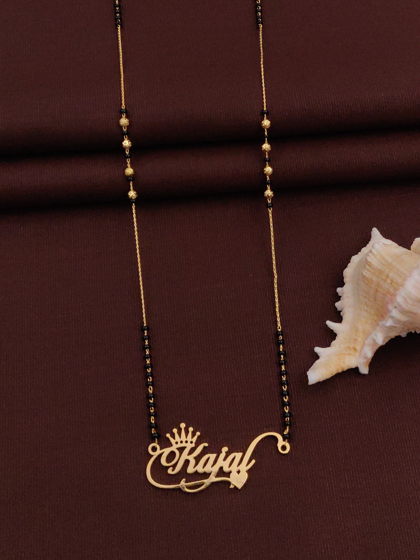 Solibelle Personalized Queen Mangalsutra Your Love in Gold(Customized Name)