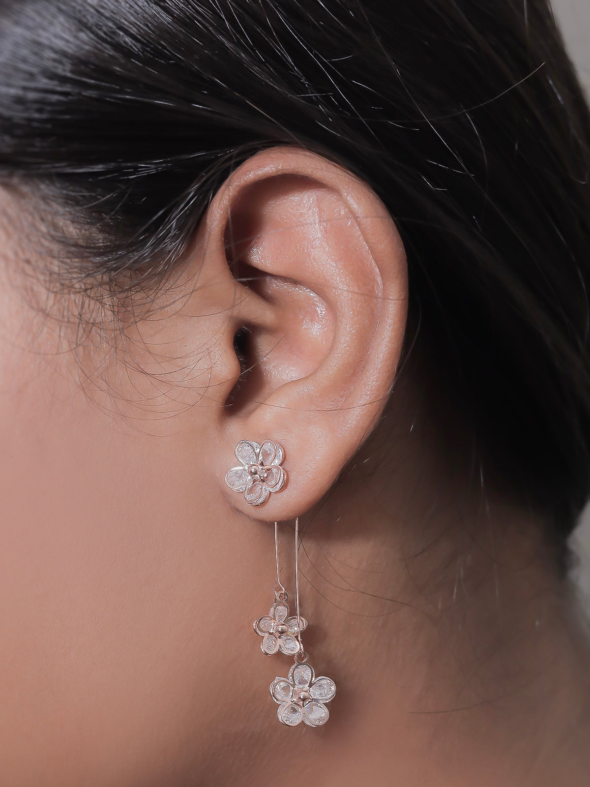 Solibelle Rose Gold Floral Branch Earrings