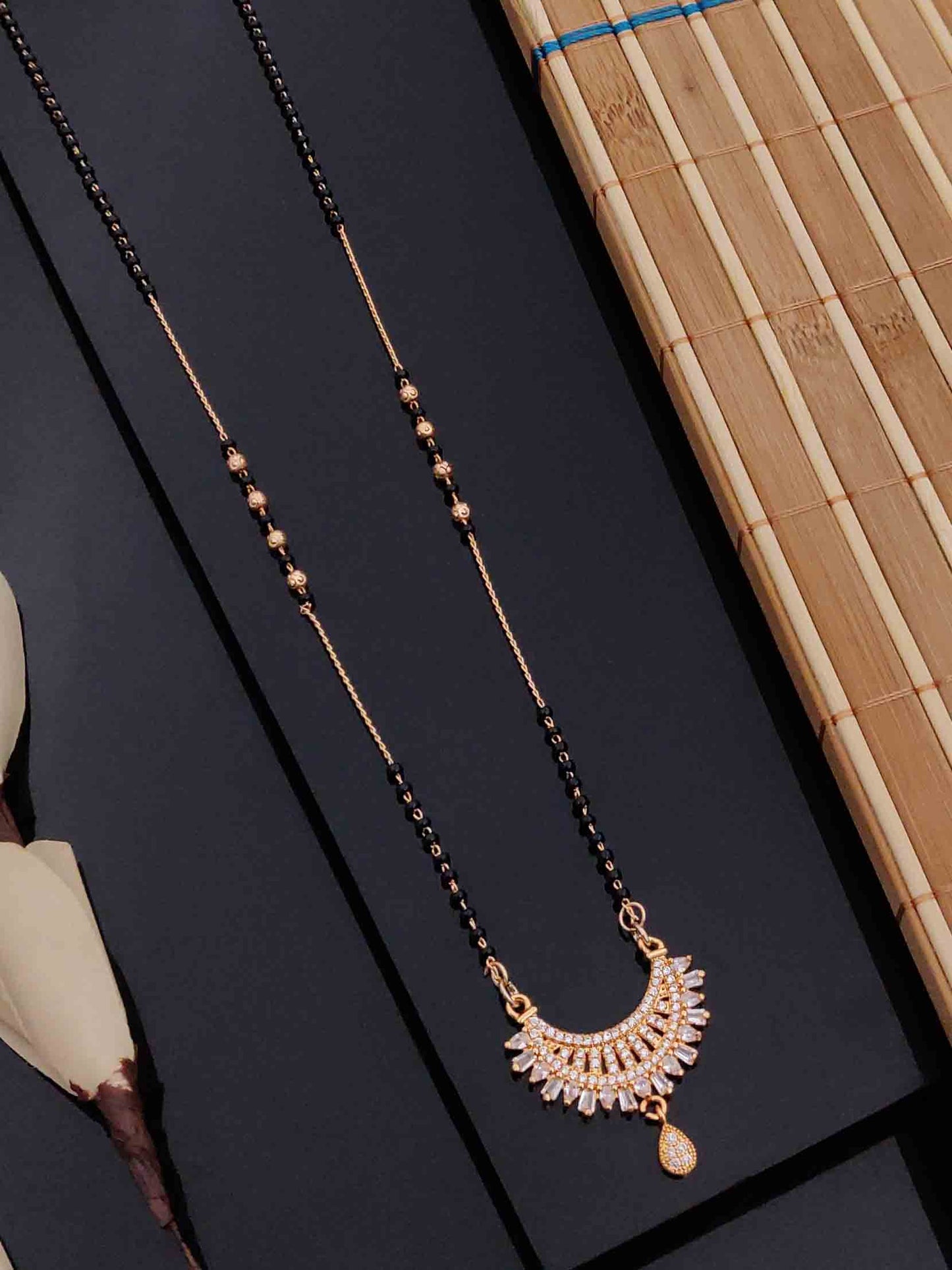 Solibelle Anika Mangalsutra | Antitarnish Rose Gold plated