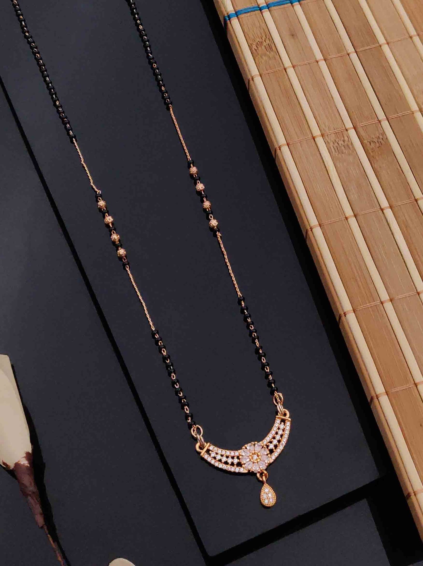 Solibelle Mayuri Mangalsutra | Antitarnish Rose Gold Plated