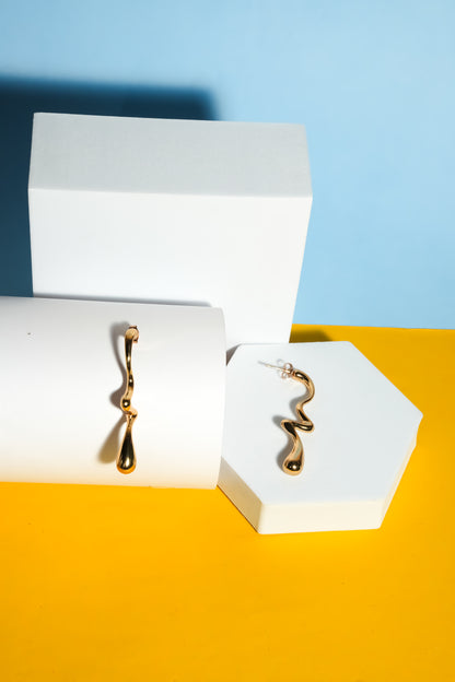 Solibelle Fashion-Forward Gold Plated Dangle Korean Earrings