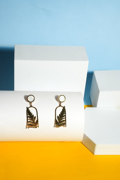 Solibelle 18K Rose Gold Dazzling Leaf Stud Korean Earrings