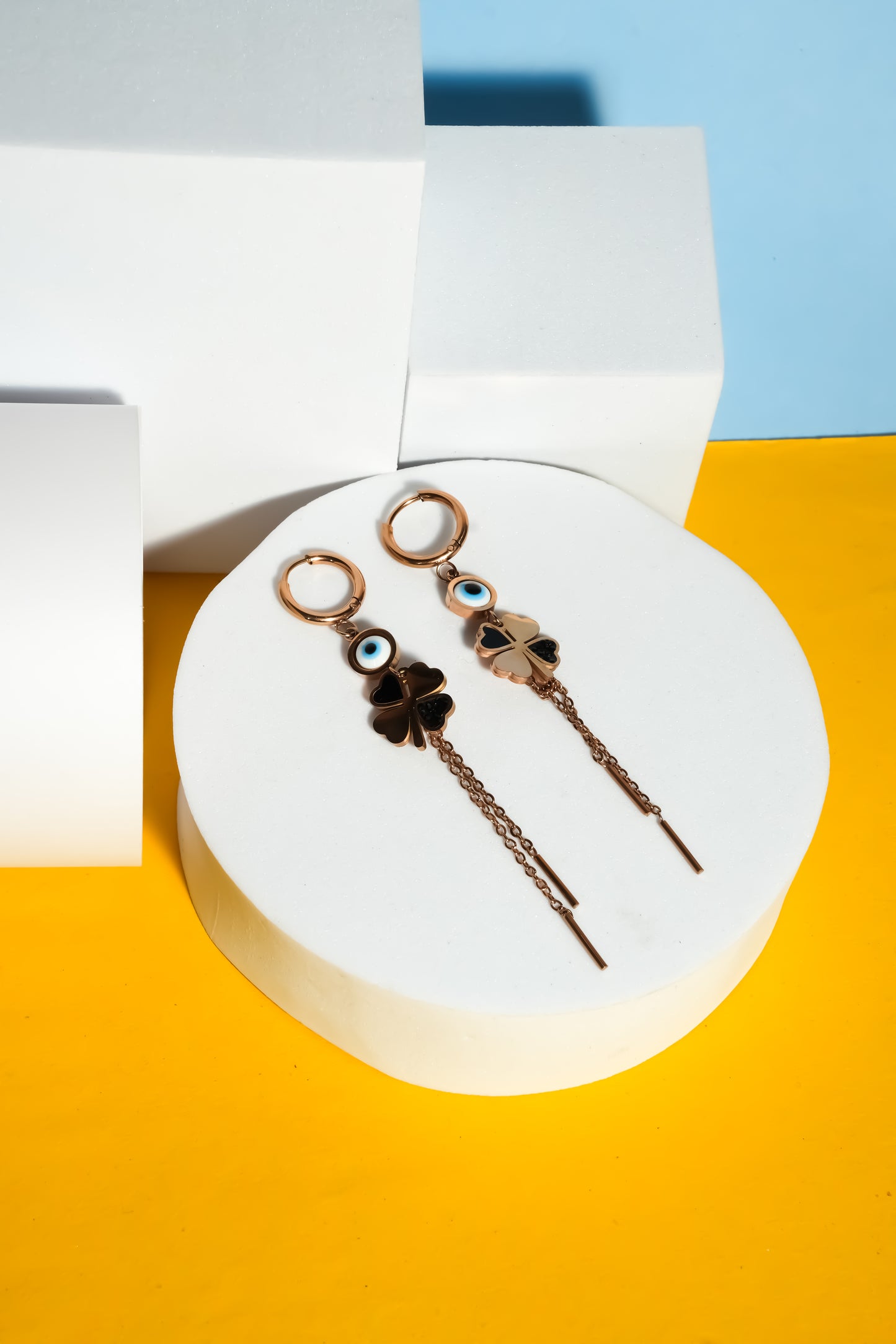 Solibelle Timeless Elegance Evil Eye Drop Earrings