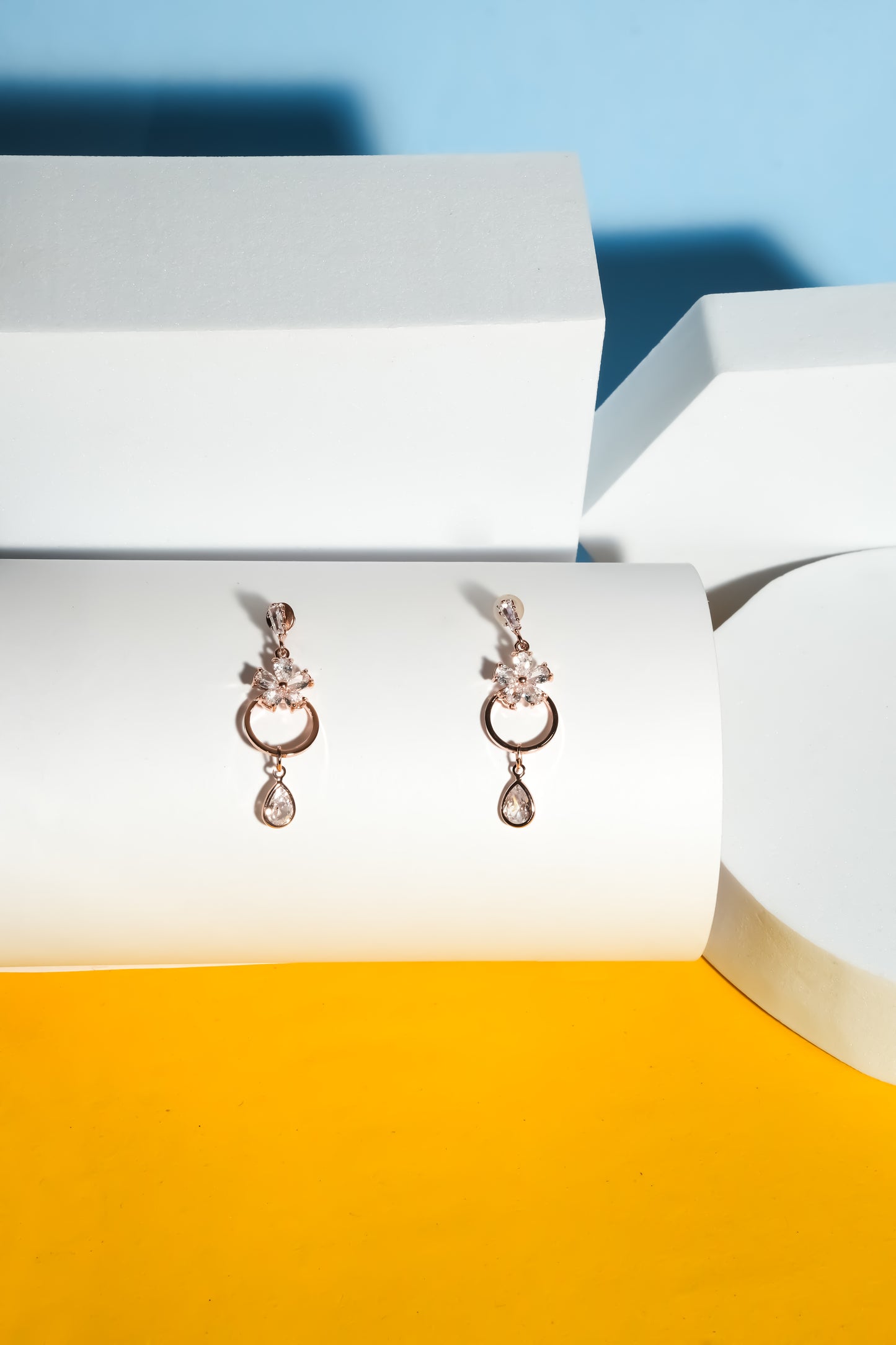 Solibelle Rose Gold Plated Kundan Earrings